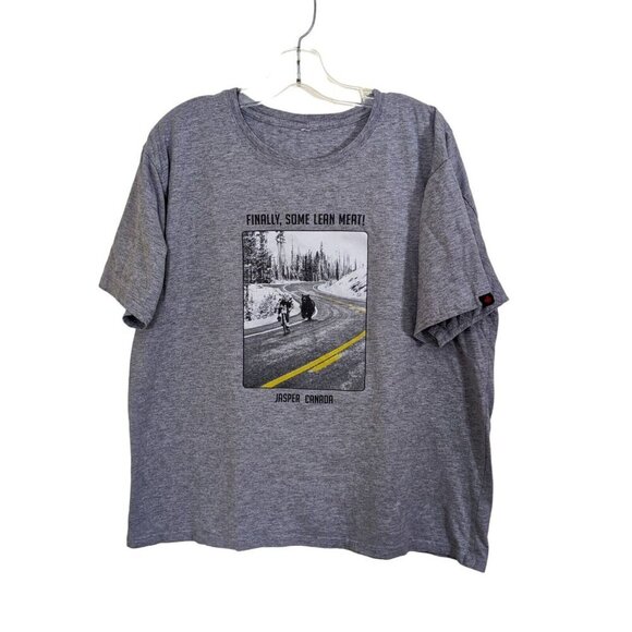 Vintage Y2K Mens XL T Shirt Jasper Canada Gray Novelty Tee Bear Funny Cyclist - Picture 1 of 3